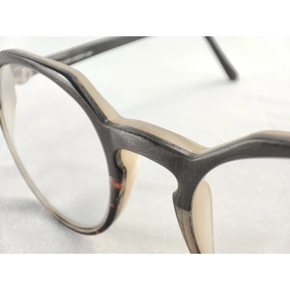 Linda Farrow Luxe Round Optical Eyeglass Frames 48-20-145 Gray Tortoise Acetate